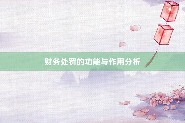 财务处罚的功能与作用分析